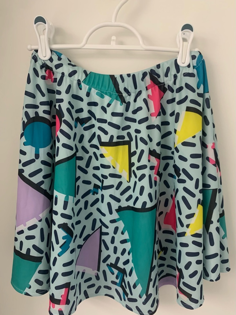 Women’s Teal Geometric Print Flared Skirt